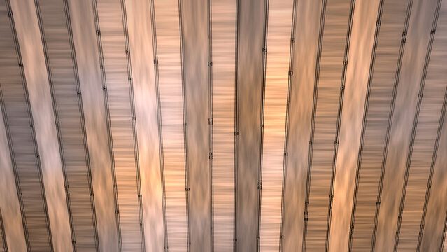 Vertical metallic slats with warm reflections