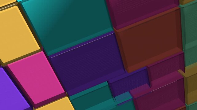 Colorful extruded tiles with flowing geometric depth animation