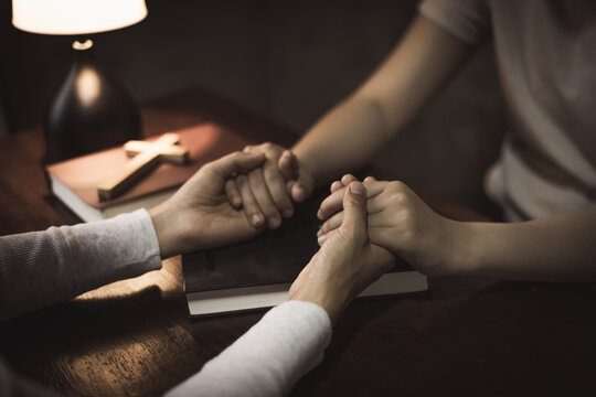 Praying Hands Holding Together in Christian Worship, Symbolizing Love, Healing, Comfort and Trust in God.