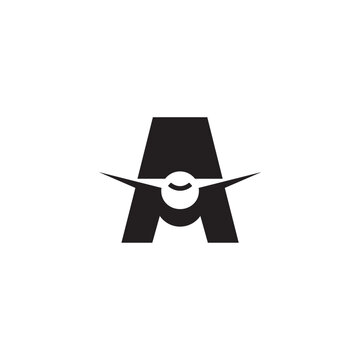 letter A and plane logo design 