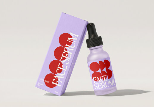Face Serum Box and Bottle Mockup