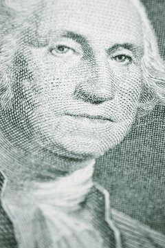Macro Close Up Portrait of George Washington on American US One Dollar Bill