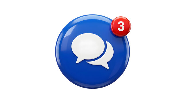 Blue chat button with three notification alerts