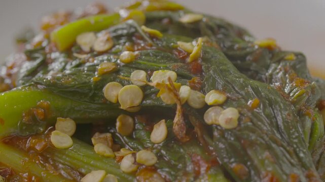 Gat Kimchi Mustard Leaf Kimchi Korean Food Kimchi Side Dish Korea 갓김치 돌산갓김치 양념김치 한식 김치 반찬 한국음식 백반 식재료 조리 요리 뚝배기 접시