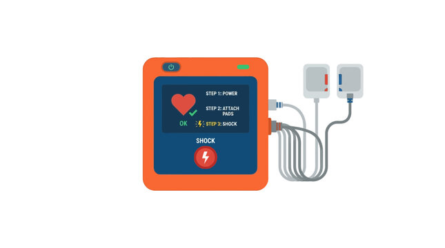 Automated External Defibrillator (AED) device isolated on white background