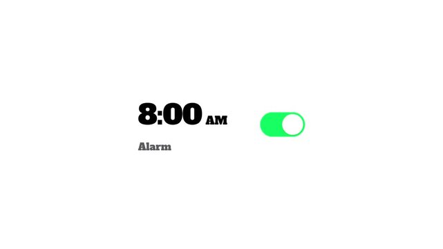 8 AM Alarm toggle, UI element animation
