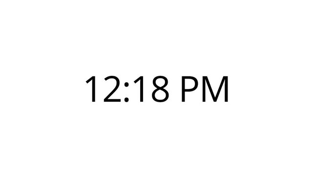 Minimalist time display animating between 10 AM to 5 PM