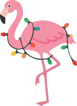 Pink Flamingo Standing for Tropical Christmas Theme