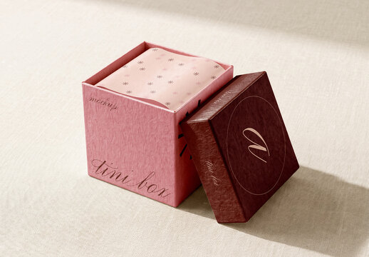 Gift Box on Linen Mockup