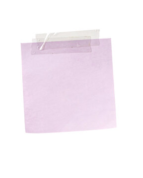 Two stacked light purple sticky notes with solated on transparent background