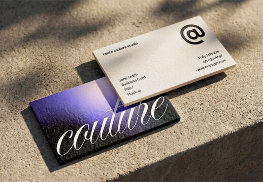 Business Card on Concrete Mockup