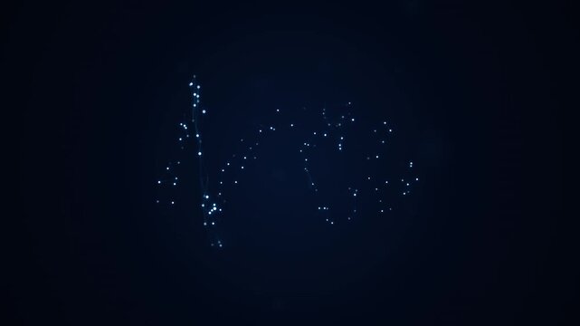 Rotating 3D plexus network helix and glowing data nodes loop