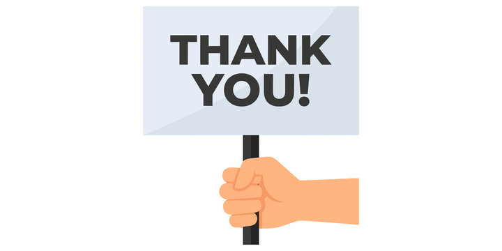 Thank you sign held by human hand for gratitude and appreciation design.