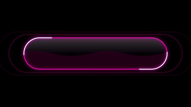 Abstract horizontal neon button shape with glowing pink light borders