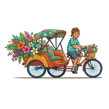 Summer-themed pedicab 
