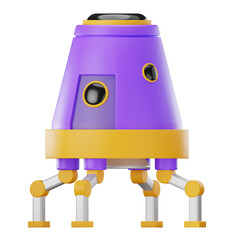 3D Render Space Capsule Lander Module Spacecraft Icon, 3D Space Exploration Illustration © Budogol
