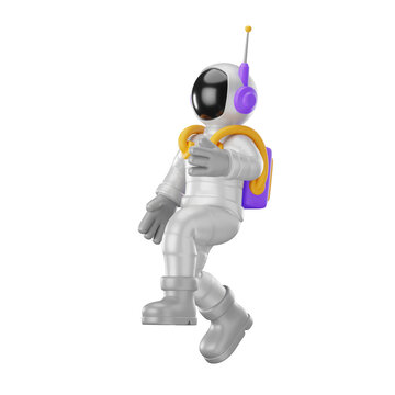 3D Render Floating Astronaut Spaceman Character Space Explorer Icon, 3D Space Exploration Illustration