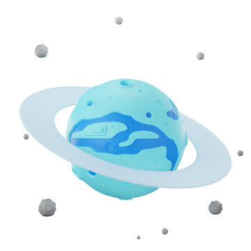 3D render ringed planet uranus illustration, 3D Space Exploration Illustration