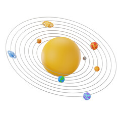 3D render solar system planet orbits illustration, 3D Space Exploration Illustration © Budogol