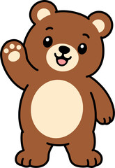 Fototapeta premium Cute Brown Bear Waving Hand Cartoon Vector Illustration
