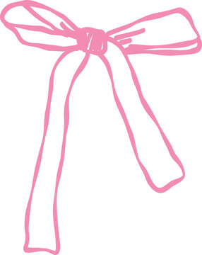 Simple pink hand drawn bow tie graphic isolated on white background representing celebration gift or fashion accessory