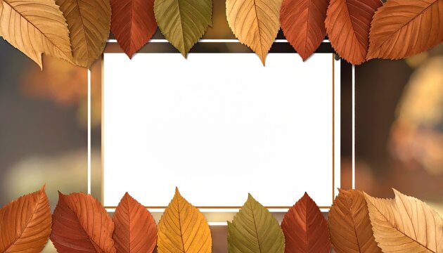 Elegant modern falling leaves frame dense autumn foliage frame rectangle border copy space banner stock illustration