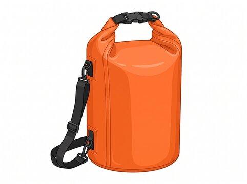 Waterproof roll top dry bag isolated on white for emergency preparedness flood evacuation camping and outdoor survival concepts, vector isolated on white
