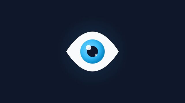 Animated Eye Opens and Blinks on Dark Blue Background