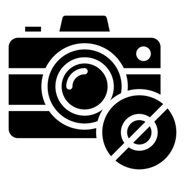 Prohibited camera used to restrict AI-generated images and prioritize genuine lens-based photography for AI Backlash icon solid style