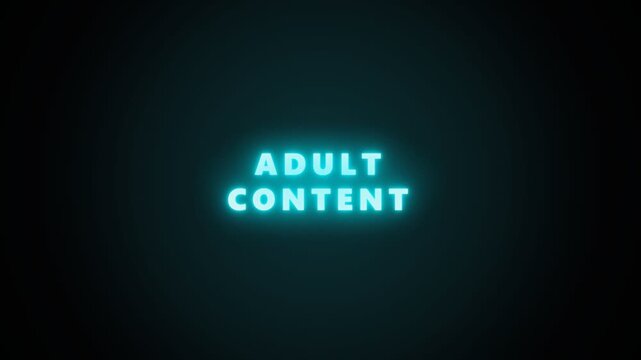 Neon "Adult Content" Warning Appears with Glowing Effect on Dark Background