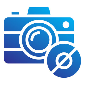 Prohibited camera used to restrict AI-generated images and prioritize genuine lens-based photography for AI Backlash icon solid gradient style