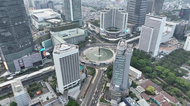 Aerial view of city skyline of Jakarta downtown, Indoensia