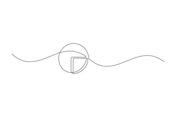 Obraz premium Pie chart continuous one line art featuring quarter slice segment with editable stroke.
