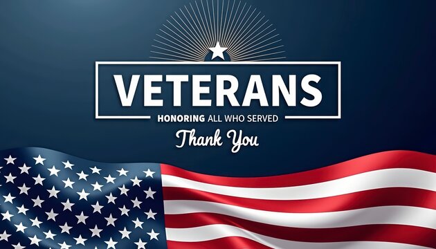 veterans honoring all who served, thank you message. patriotic design with american flag