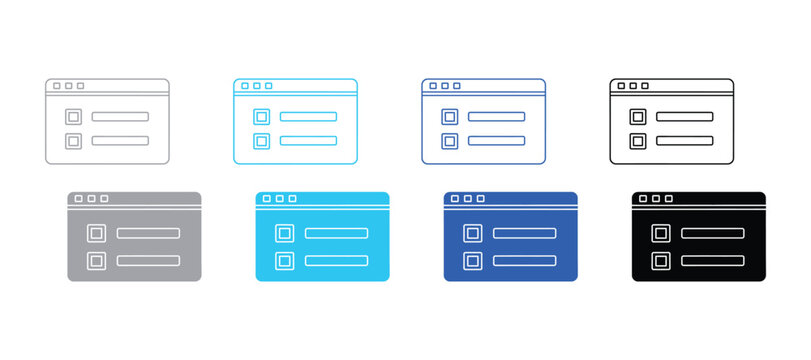 Minimalist web browser window interface with checklist form elements in outline and solid styles interface checklist checkbox internet application software template selection