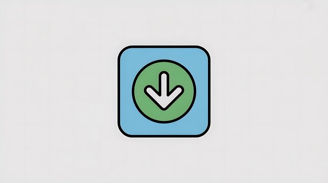 Download button icon with green arrow and blue square