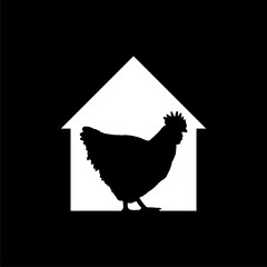 Chicken coop sign icon isolated on black background © sljubisa