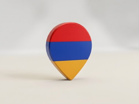 3d map location pin icon with armenia flag isolated on white background