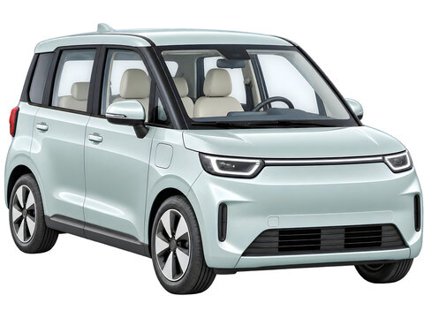 Contemporary light blue  compact family vehicle Car mockup displaying a stylish exterior and roomy cabin on a clear backdrop for design