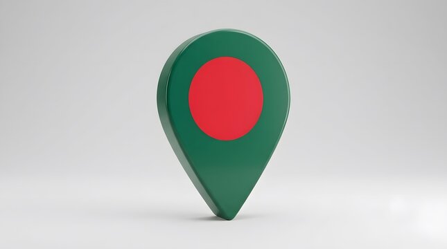 3d map location pin icon with bangladesh flag isolated on white background