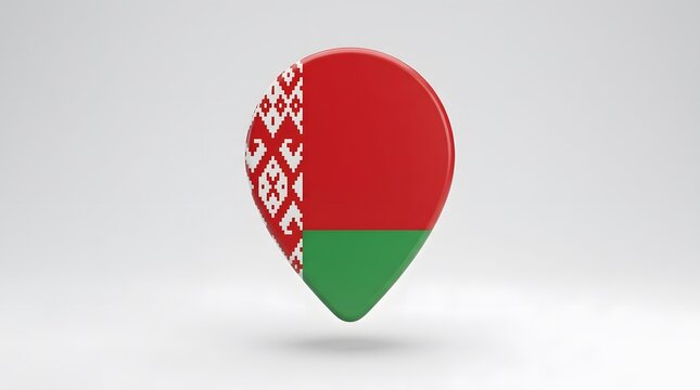 3d map pointer icon with the national flag of belarus isolated on white background