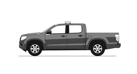 Obraz premium Gray Pickup Truck Side View.