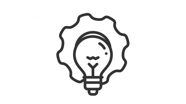Set of animated gear and lightbulb icons for innovation concepts