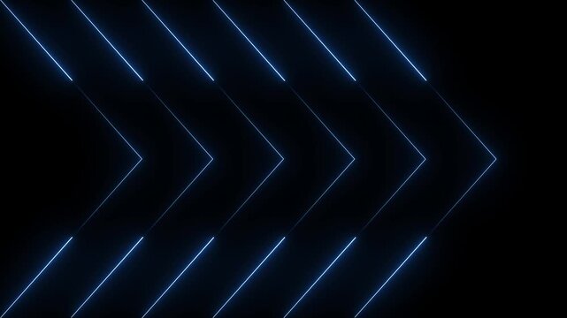 blue neon glowing chevron motion background loop 4k.