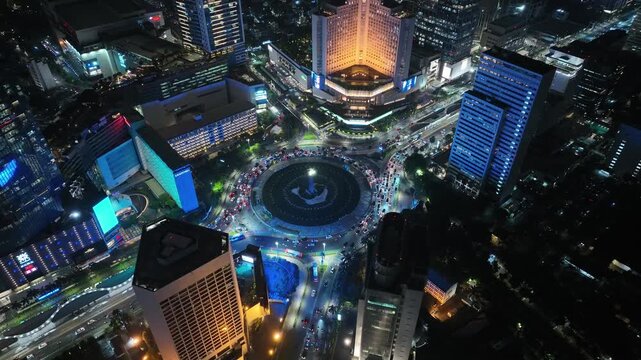 Aerial view of city skyline of Jakarta downtown, Indoensia