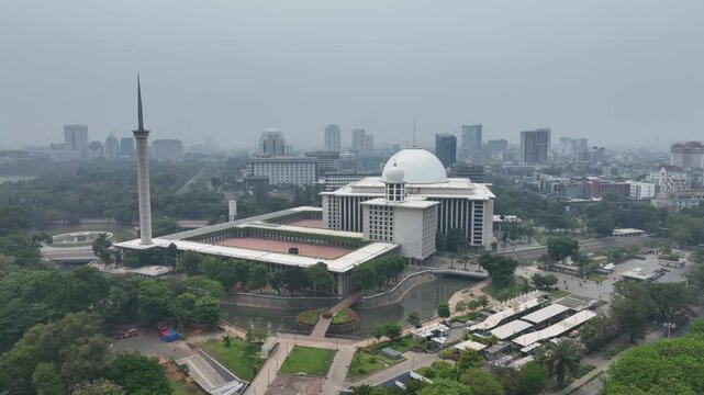 Aerial view of Istiqlal Mosque in Jakarta, Indonesia