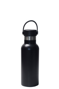 black plastic bottle isolated