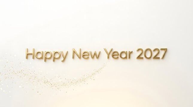 Happy new year 2027 gold with glitter swirl on white background