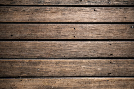 Rustic brown horizontal wooden planks texture background