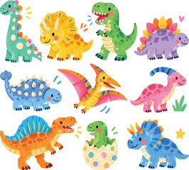 Colorful Cute Dinosaur Cartoon Character Collection © sarah